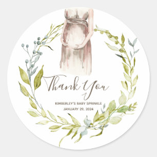 Adesivo Redondo Watercolor Chá de fraldas Grávida Favor das Mulh