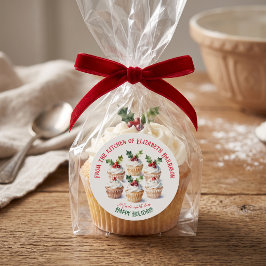 Adesivo Redondo Watercolor Christmas Cupcakes From The Kitchen Of
