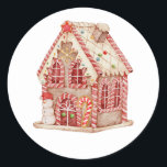 Adesivo Redondo Watercolor Christmas Gingercake House<br><div class="desc">Casa do Pão de Natal</div>