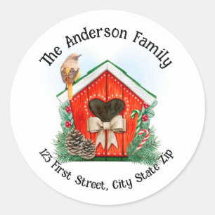 Adesivo Redondo Watercolor Christmas House