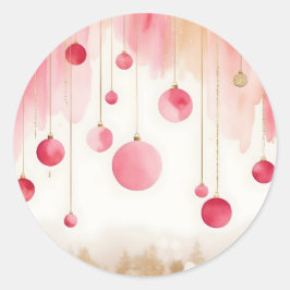 Adesivo Redondo Watercolor Christmas Ornaments Sticker Set