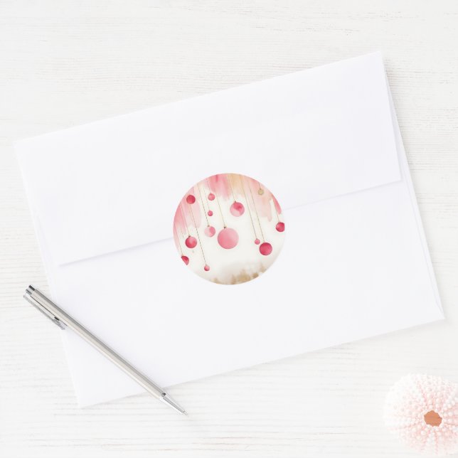 Adesivo Redondo Watercolor Christmas Ornaments Sticker Set (Envelope)