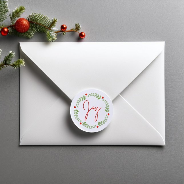 Adesivo Redondo Watercolor Christmas Wreath (Criador carregado)