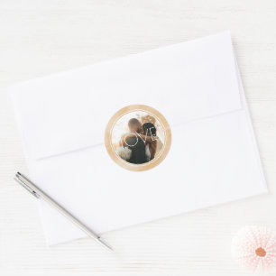 Adesivo Redondo Watercolor Circle Caramel Gold Agate Custom Photo