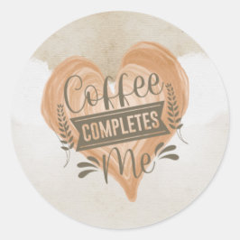 Adesivo Redondo Watercolor "Coffee Completa-Me"