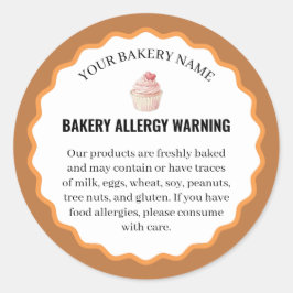 Adesivo Redondo Watercolor Cupcake Bakery Allergy Warning