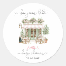 Adesivo Redondo Watercolor Elegant Bonjoor bebe Baby Shower