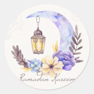 Adesivo Redondo Watercolor Elegante Ramadan Kareem Ramadan Sticker