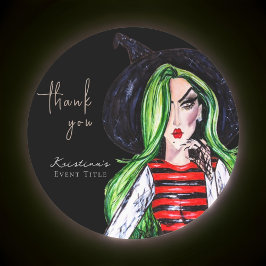 Adesivo Redondo Watercolor Fashion Witold Black Obrigado