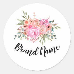 Adesivo Redondo Watercolor Floral Business Sticker