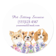 Watercolor Floral Dog Pet Sitting Grooming Service
