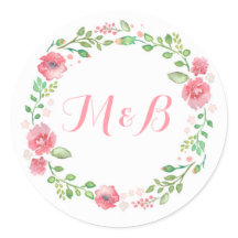 Watercolor Floral Wreath Elegant Wedding