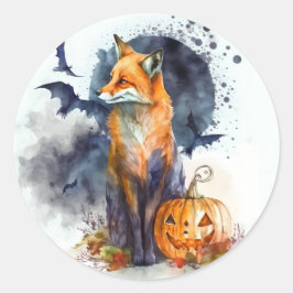 Adesivo Redondo Watercolor Fox Halloween