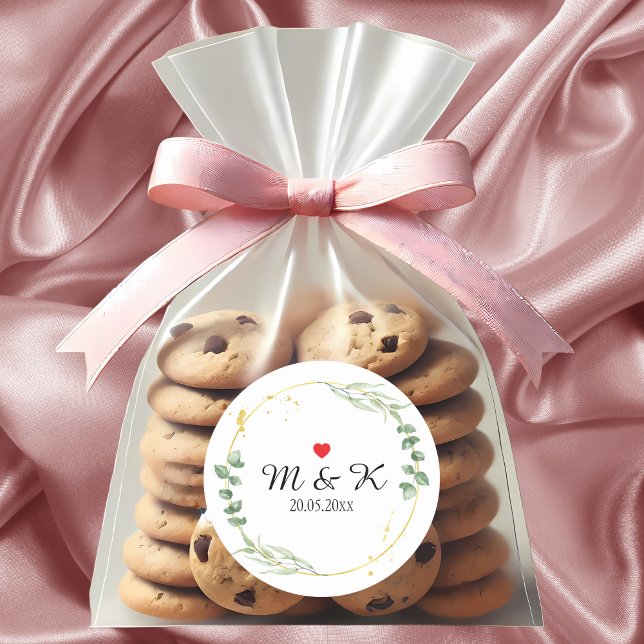 Adesivo Redondo Watercolor Greenery Wedding (Watercolor Greenery Wedding Classic Round Sticker)