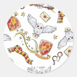 Adesivo Redondo Watercolor GRYFFINDOR™ Hedwig Pattern