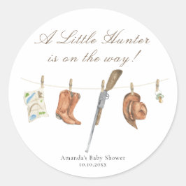 Adesivo Redondo Watercolor Hunter Baby Shower