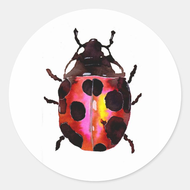Adesivo Redondo Watercolor Ladybug (Frente)