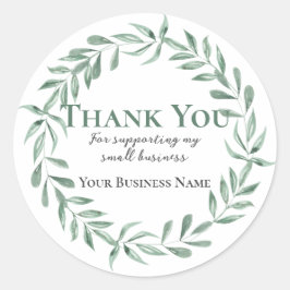 Adesivo Redondo Watercolor Leafy Eucalyptus Wreath Muito Obrigado