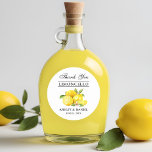 Adesivo Redondo Watercolor Lemons Limoncello Wedding<br><div class="desc">Casamento De Limões Limoncello De Aquarela Elegante Obrigado Stickers</div>
