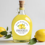 Adesivo Redondo Watercolor Lemons Weding Love Limoncello<br><div class="desc">Vinhetas De Casamento De Limões De Aquarelas Elegantes - Feitas Com Amor</div>