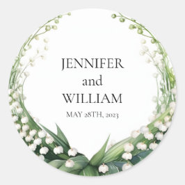 Adesivo Redondo Watercolor Lily do Vale Bridal Party