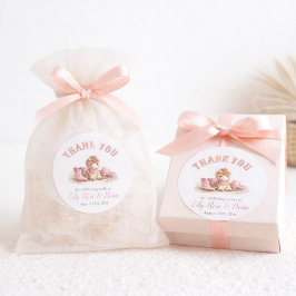 Adesivo Redondo Watercolor Little Cowgirl Pink Shower Thank You 