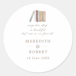 Adesivo Redondo Watercolor Livros Todos Casamento De História De A