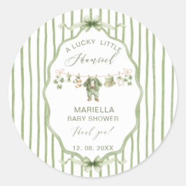 Adesivo Redondo  Watercolor Lucky Charm Shamrock baby shower