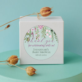 Adesivo Redondo Watercolor Meadow Wildflower Floral Obrigado