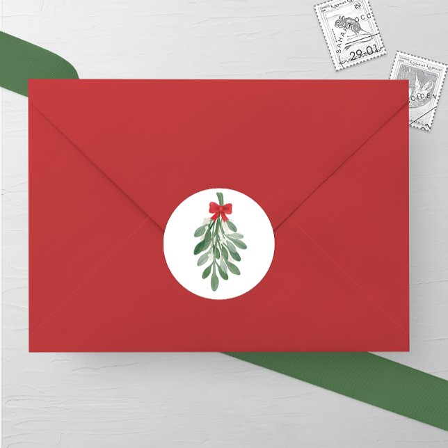 Adesivo Redondo Watercolor Mistletoe Wedding (Criador carregado)