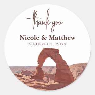 Adesivo Redondo Watercolor Moab Arches Park Utah obrigado