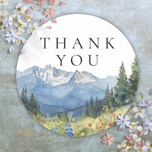 Adesivo Redondo Watercolor Mountain Wildflower Obrigado A Favor