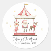 Watercolor Natal Papai Noel Carousel