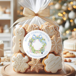 Adesivo Redondo Watercolor Nutcracker Wreath Gift