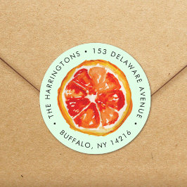 Adesivo Redondo Watercolor Orange Citrus Devolve Address (Endereço