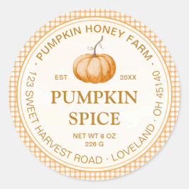 Adesivo Redondo Watercolor Pumpkin Spice Product Orange Plaid