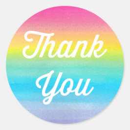 Adesivo Redondo Watercolor Rainbow Obrigado Stickers