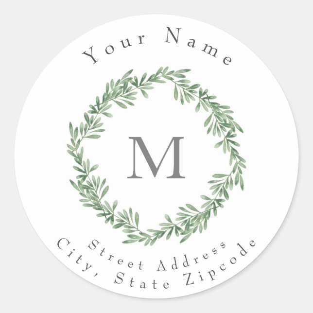 Adesivo Redondo Watercolor Rosemary Wreath (Frente)