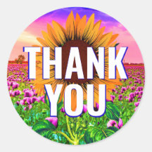 Watercolor Sunflower - Floral Obrigado Sticker