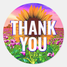 Adesivo Redondo Watercolor Sunflower - Floral Obrigado Sticker