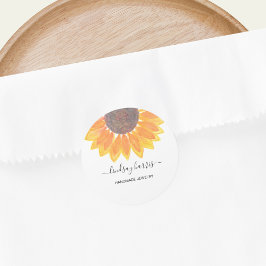 Adesivo Redondo Watercolor Sunflower Jewelry Designer