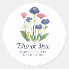 Adesivo Redondo Watercolor Wildflower Boho Thank You Baby in Bloom