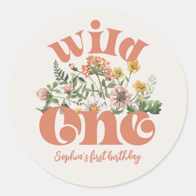 Adesivo Redondo Watercolor Wildflower Obrigado Sticker (Frente)