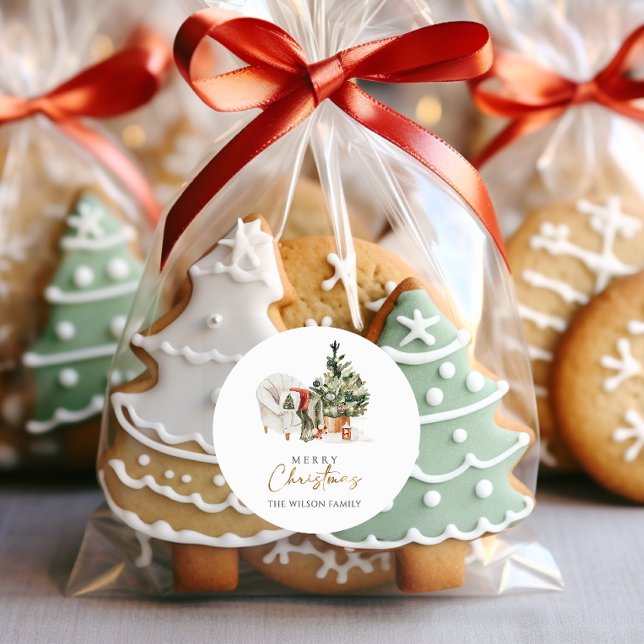 Adesivo Redondo Watercolor Winter Cozy Natal (Criador carregado)