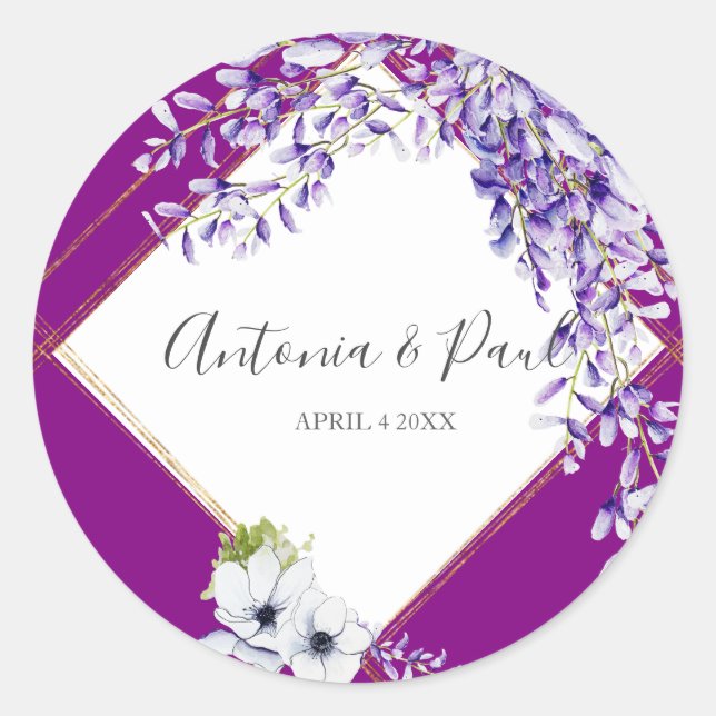 Adesivo Redondo Watercolor Wisteria (Frente)