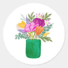 Adesivo Redondo Watercolour Floral Bouquet Sticker