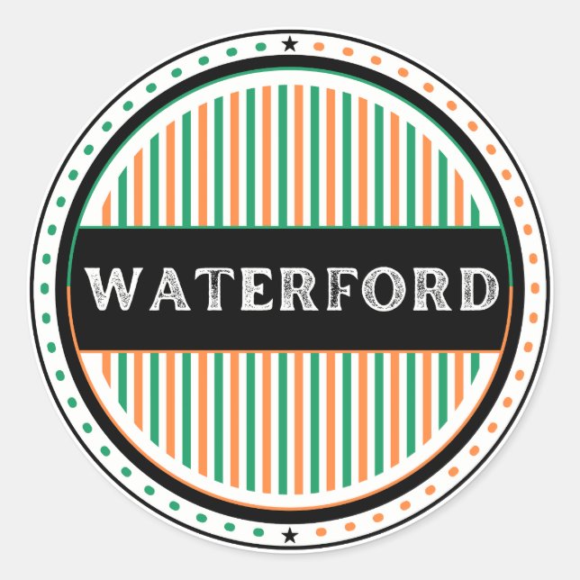 Adesivo Redondo Waterford City Pride Emblem – Irish Identity (Frente)