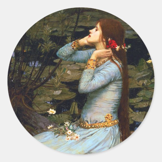 Adesivo Redondo Waterhouse Ophelia Stickers (Frente)