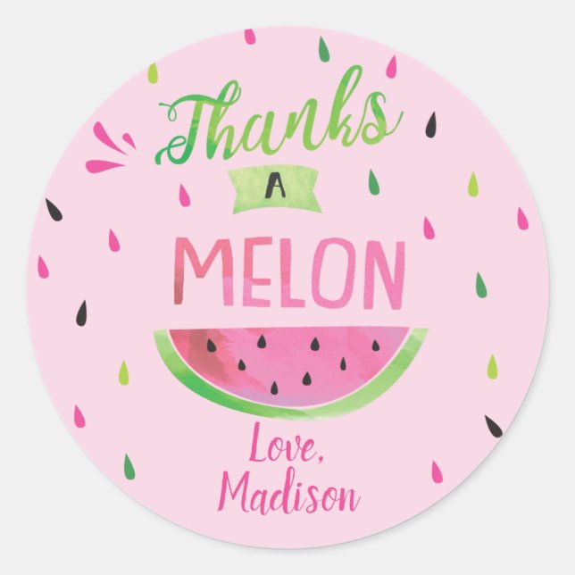 Adesivo Redondo Watermelon Birthday Favor Stickers, Favor (Frente)