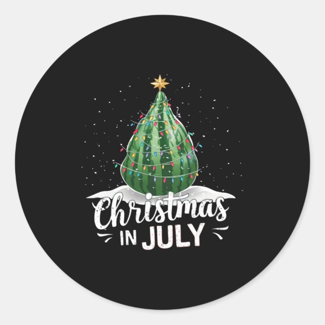 Adesivo Redondo Watermelon Christmas Tree Christmas In July Summer (Frente)